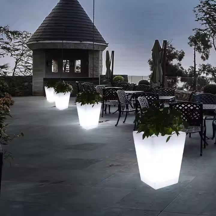 COPU Square LED Flower Pot Light w/Remote, Rechargeable, 4 Modes, 16 inch